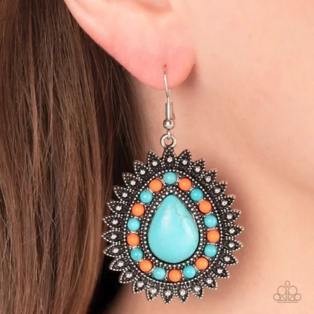 Paparazzi Jewelry Accessories - Sagebrush Sabbatical - Blue Earrings - Vintage
